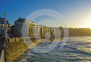 High Tide Playa de la Concha San SebastiÃÂ¡n .Northen Spain photo